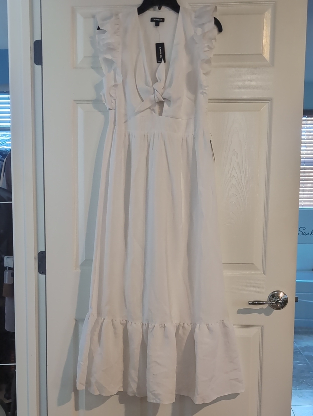 Express White Maxi Dress with Bow Detail